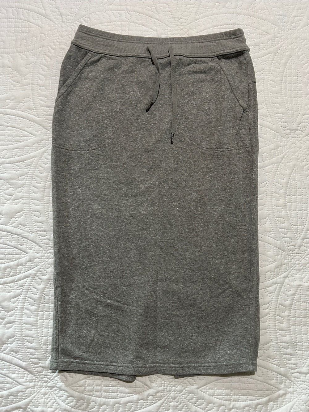 PrAna Gray Knit Drawstring Midi Skirt Sz: L